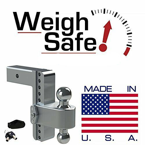 Weigh Safe Aluminum 180 Ball Mount fit 2.5" Receiver 8" Drop 9" Rise 14.5k Rated (LTB8-2.5-KA)