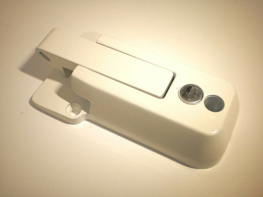 TWO- White Locking Cargo Trailer Cambar Door Auto Latch Vise Lock Cam Bar Handle (CBL-W-2X)