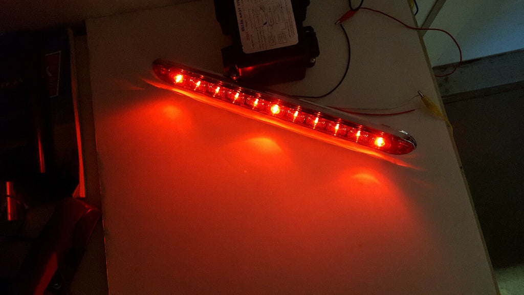 15" Low Profile Red LED Stop Turn Tail Light RV Trailer Truck USA & Chrome Bezel (T10-rr00-1 + T10-0c00-1)