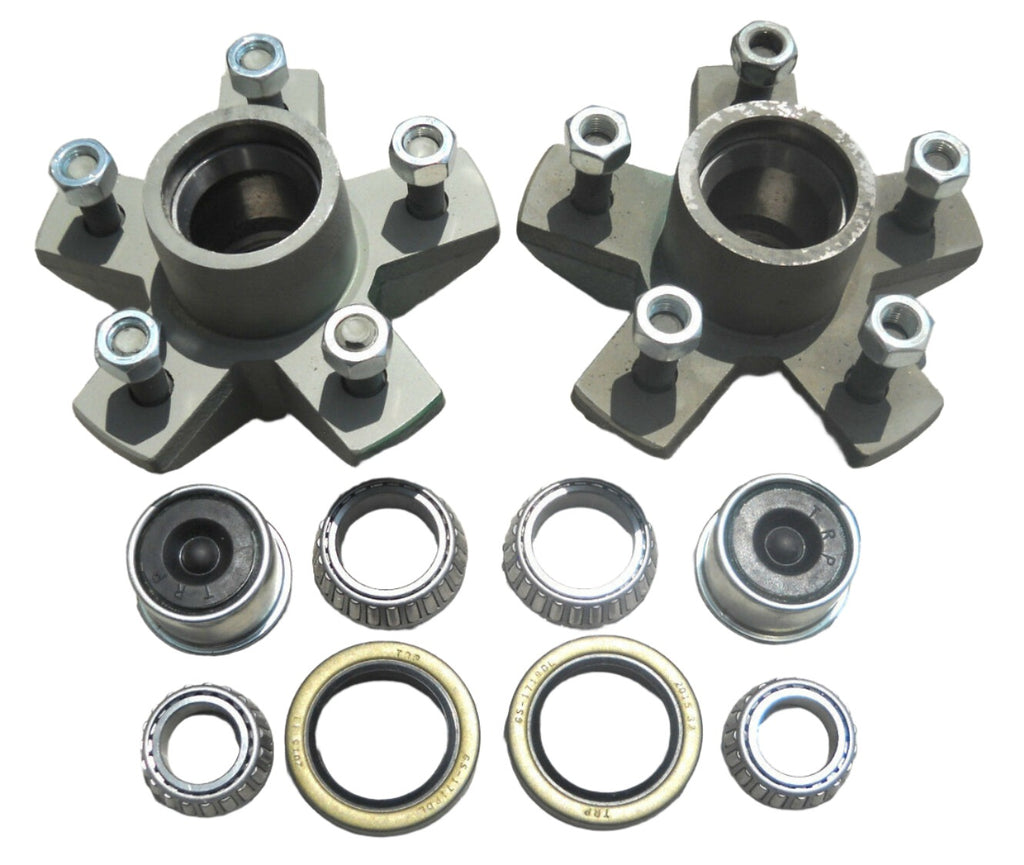 2- Genuine Dexter 5x4.75 Hubs w/ 3500# Bearing Kits Replace Trailer Idler Axle (824810-KITX2)