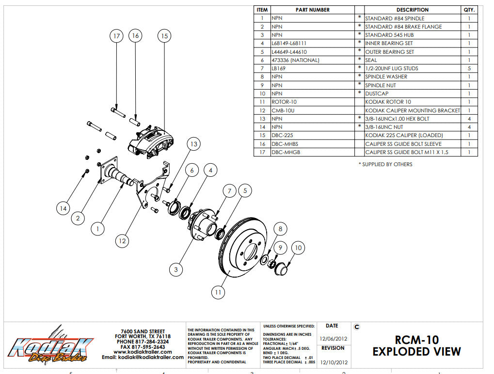 USA MADE Replacement DBC-225/DBC250 Kodiak Disc Brake Caliper Guide Bolt Kit Trailer Axle (K225GBZN-KIT)