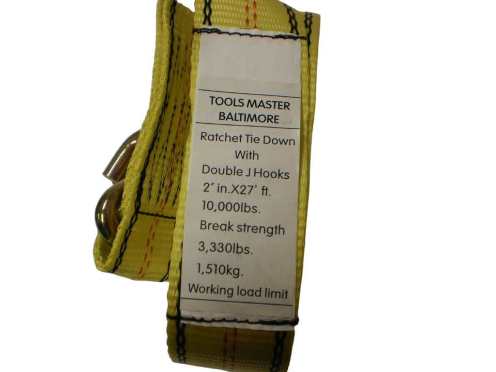 2" By 27' Ratchet Strap with Wire Hooks 10K Rated