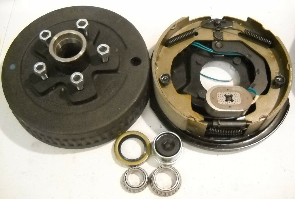 1- 5x4.5 3500# 5 Lug Brake Drum With 10" Right Hand Electric Backing Plate (94545-B-IMP-R)