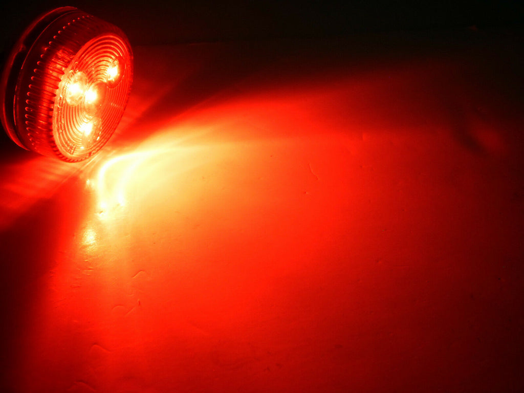 2" Red Round Sealed Clearance Marker Light 4 LED 3M Self Adhesive Back Mount  (J-15-SR)