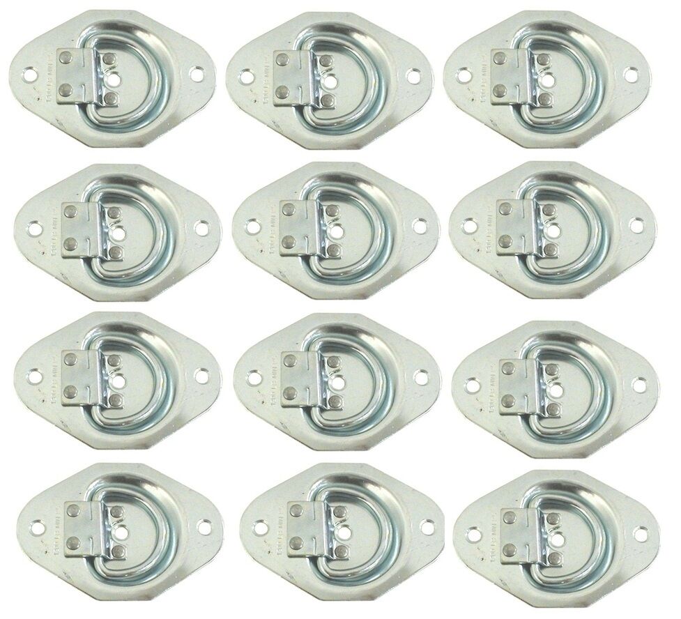 12 - 1/2" Recessed D Ring Rope Tie Down 1200# Rated Trailer ATV Snowmobile (RR01-LOTOF12)