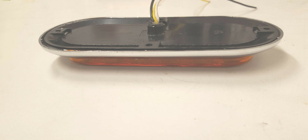 1-6” Oval Flange Mount 10 LED Lens Amber Light Chrome Bezel Trailer Truck  (J-66-FA + J-65-BZ-C)