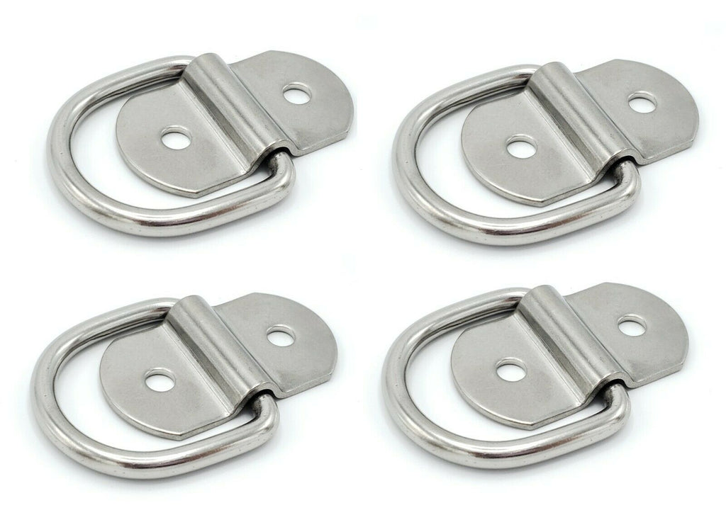 4 - 3/16" Stainless Steel Tie Down Lashing D Rings 1000# Rated Trailer  (SS10-L4)