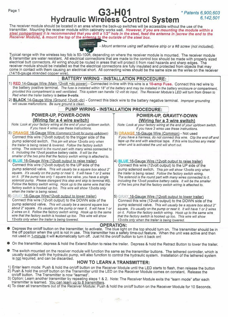 Dump Trailer Wireless Remote Control System 12 volt Hydraulic Lift Winch Tilt (RCS08)