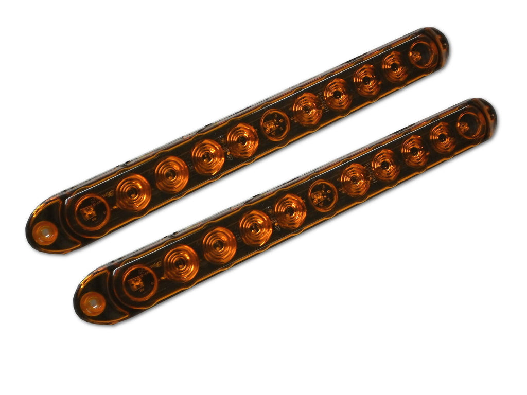 2-15" Dual Function Slimline 11 LED Light Amber Turn Marker Camper Truck Trailer (J-535-A-LOTOF2)
