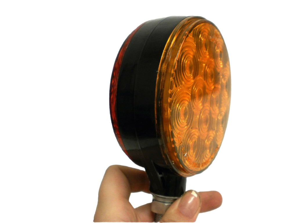 One 4" Round Dual Face Amber Red Stop Turn Tail Light Clearance Pedestal  Mount  (J-755-AR)