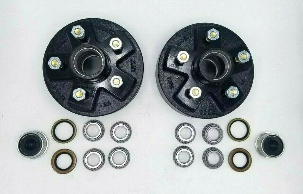 TWO 7" Electric 5 x 4.5 Brake Drum 2000# Rated for Trailers New Bearings Hub Lug (7IN5BD-KIT2X)