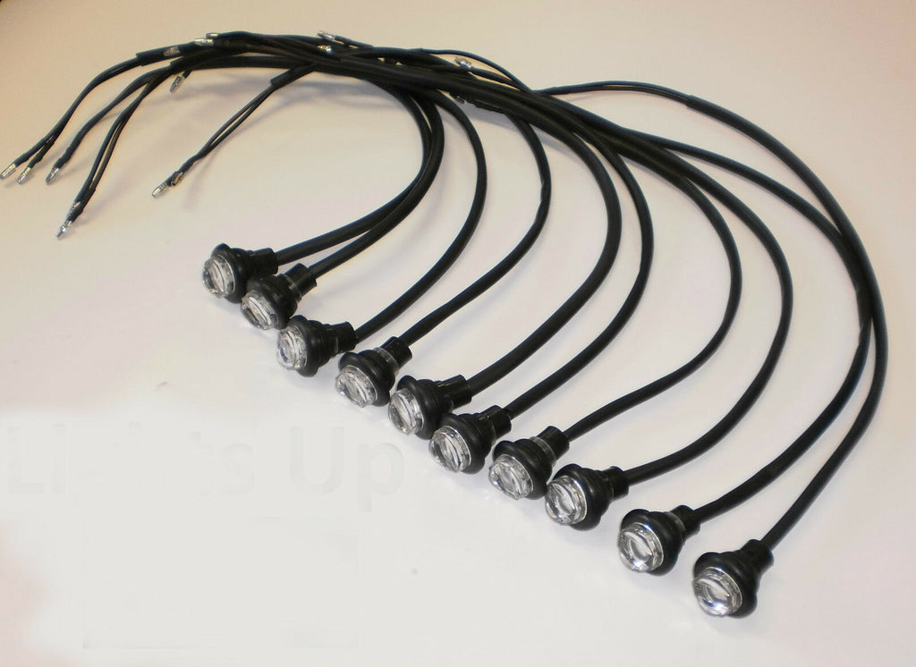 TEN 3/4" Grommet Mount White Clear Bullet LED light 55WC (J-55-C-LOTOF10)