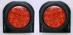 Two 4" Round Red LED Stop/Turn/Tail Light w/ Brackets (J-4412-RK + J-40-BRK-LOTOF2)