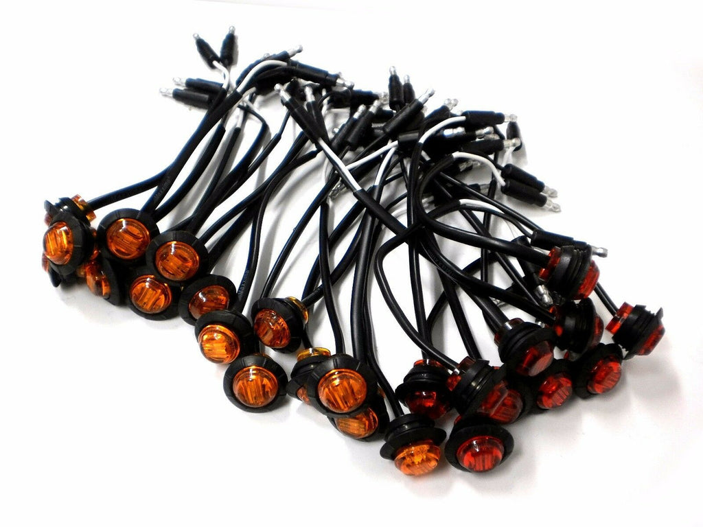 25- Maxxima 3/4" FIFTEEN 15 Amber & TEN 10 Red  LED Clearance Marker Truck Light (LOT OF 25 - M09300Y + M09300R)