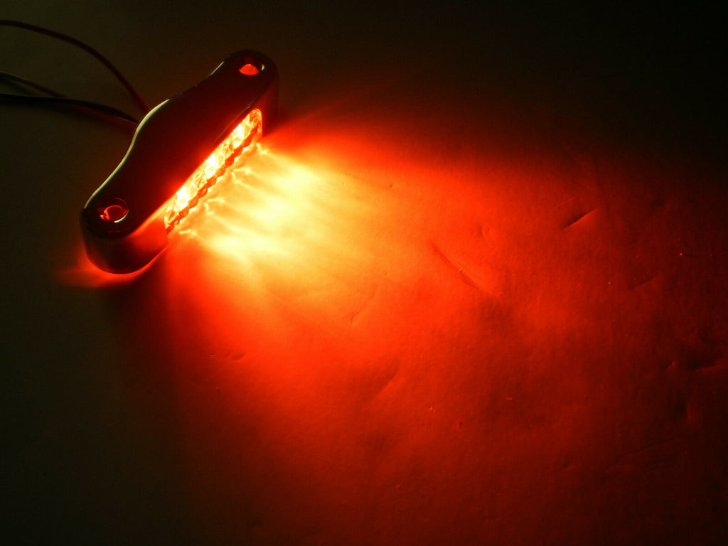 1  -USA TecNiq  Red Clear EON LED Dual Function STT Motorcycle W/vert SS Mount  (E03-D003-1 + E03-0SH0-1)