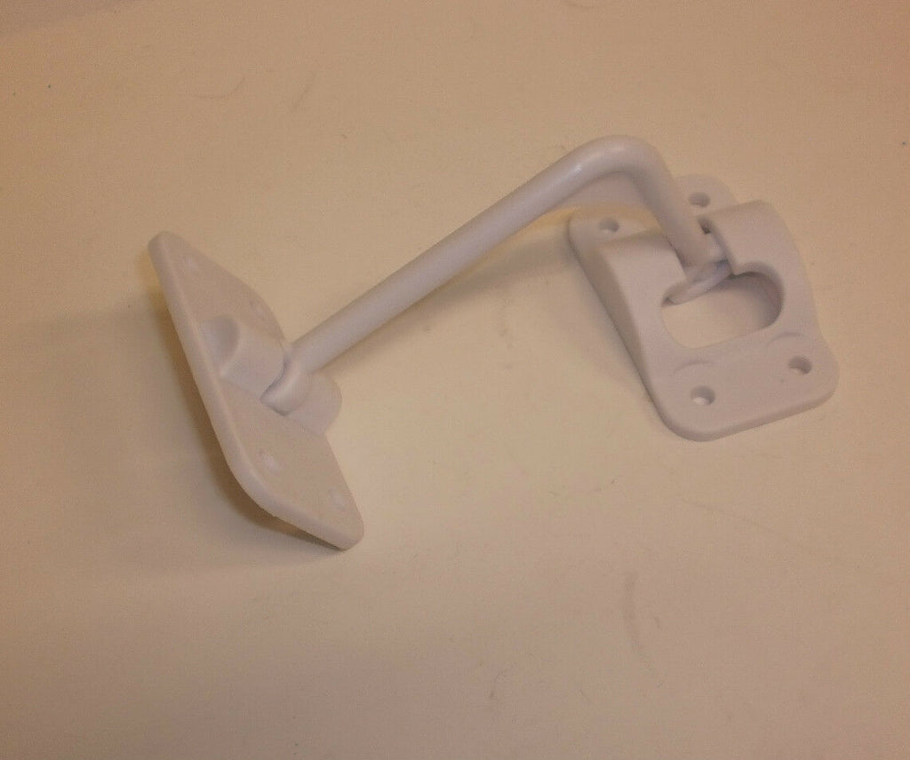 White 90 Degree Angle Door Hold Back Hook Keeper Stop Stopper Trailer Camper RV  (MD490W)