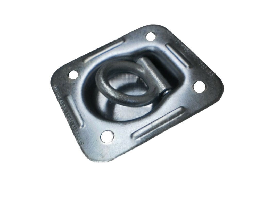 5 - Zinc Plated Recessed 5000 D Rings with Backing Plates Bolts Car Trailer  (RR5K-LOTOF5)
