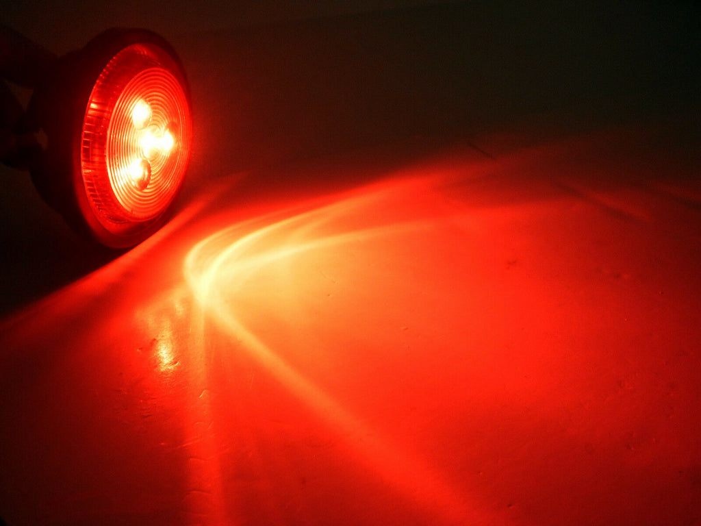 2.5" Red Round Sealed Lamp Clearance Marker Light 4 LED Grommet Mount 2 1/2 (J-25-RK)