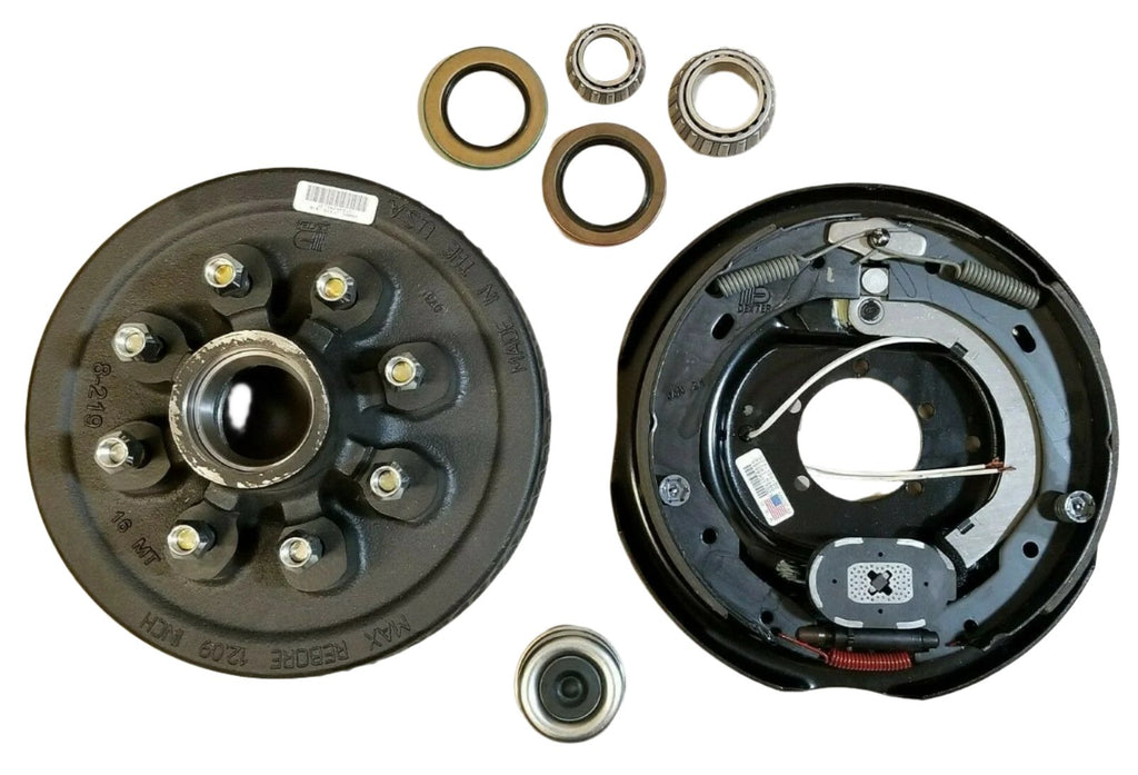 Replace Right Trailer Brake Dexter 8x6.5 Drums 9/16 Nuts 7000# 12" Backing Plate (821913-B-DEX-R)