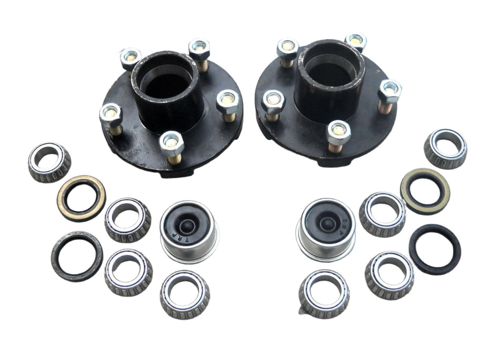 2- 5x4.5 Idler Hubs with 2000# Bearing Kits Replace Snow Mobile Trailer Axle (RVIBT5450-KITX2)