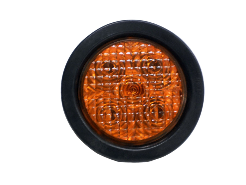 4" Round Stop Turn Tail Light Amber TecNiq LED Bright Grommet Mount USA (T40-AA0T-1-KIT)