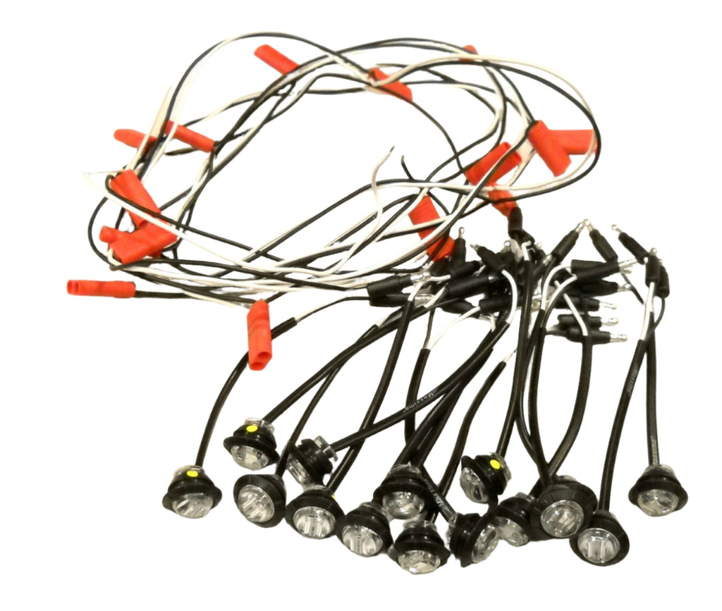 15 x 3/4 Maxxima Amber Clear LED Clearance Marker Light Trailer w/ Wire Harness (M09300YCL-15-KIT)