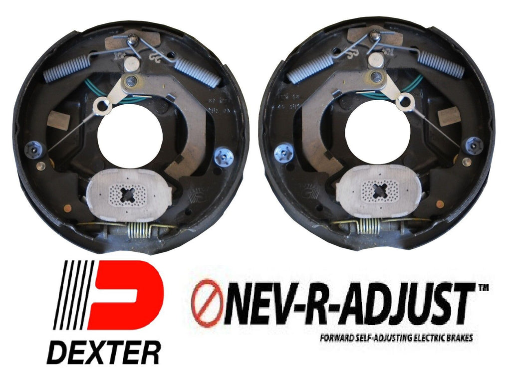 Pair 10" Dexter 3500 Nev-R-Adjust Electric Trailer Brake Never Adjust Pair Self (23-468 + 23-469)