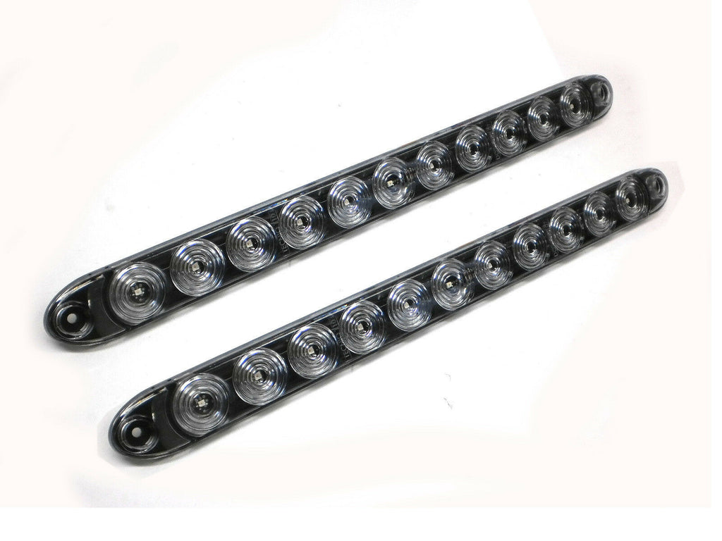 TWO - 15" Low Profile Red Clear LED Stop Turn Tail Lights Trailer Truck USA (T10-RC00-1-LOTOF2)