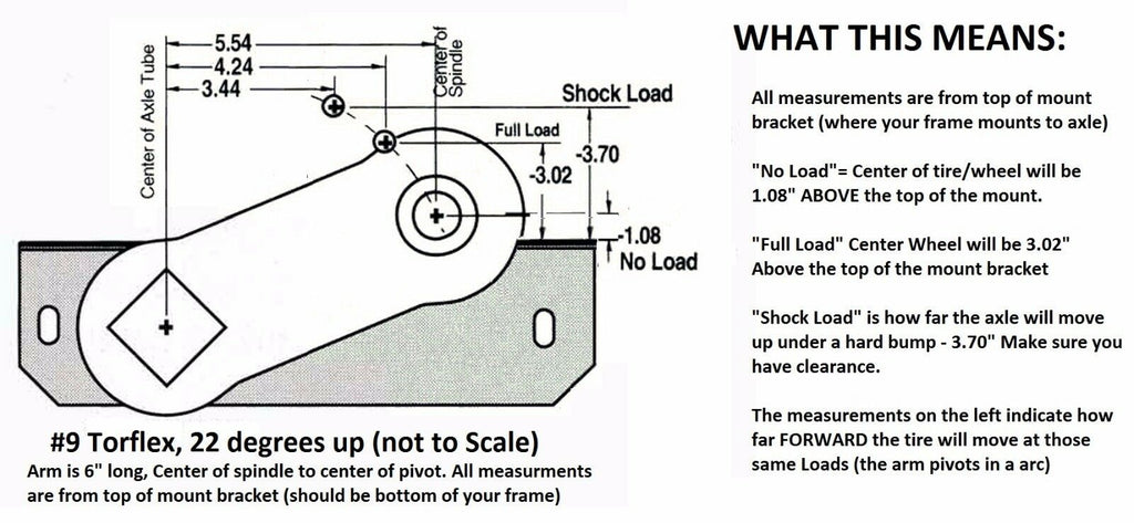 1000# Torsion Half Axle LOW PROFILE 22 UP angle Right Side Trailer Motorcycle (A1788265)