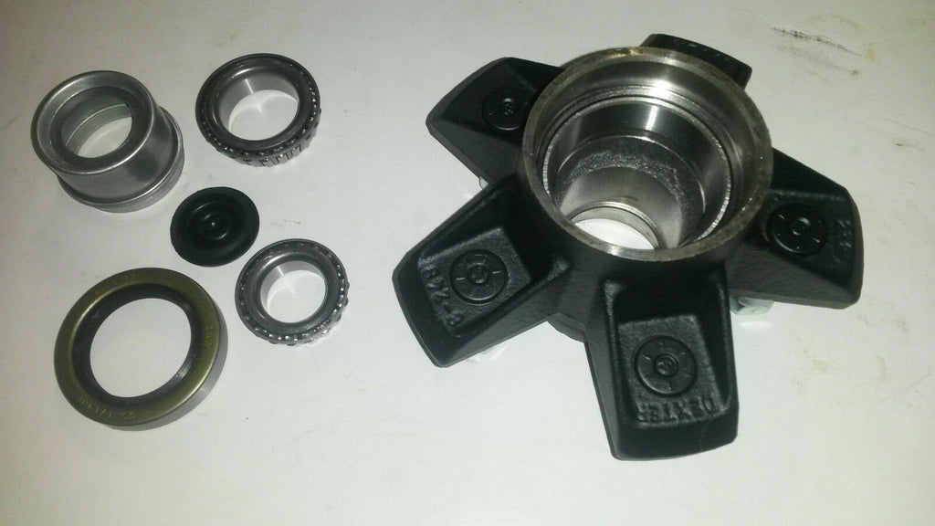 1- Genuine Dexter 5x5.5 Hub with 3500# Bearing Kit Replace Trailer Idler Axle (825605-KIT)