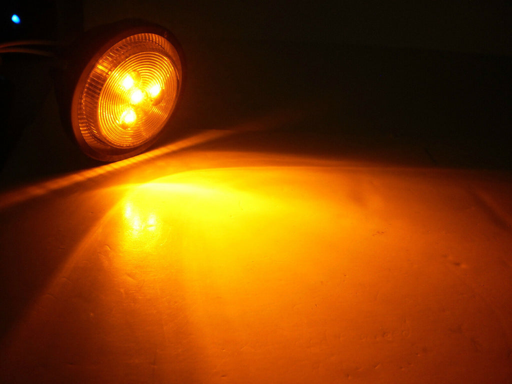 2.5" Amber Clear Round Sealed Clearance Marker Light 4 LED Grommet Mount 2 1/2 (J-25-AKC)