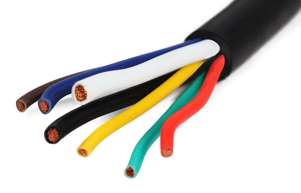 7 Way Molded 6 foot Trailer Wire Light Plug Cord Connector RV Flat Blade Camper (LPC7WY-6)