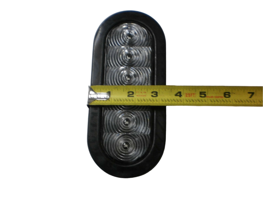 2 - 6" Oval RED Clear LED Stop Turn Tail Light Grommet Trailer Truck USA (T66-RC0T-KIT-LOTOF2)