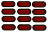 12 x 6" LED Light Oval Stop Turn Tail Red Red Grommet Trailer Truck RV (J-66-RK-LOTOF12)