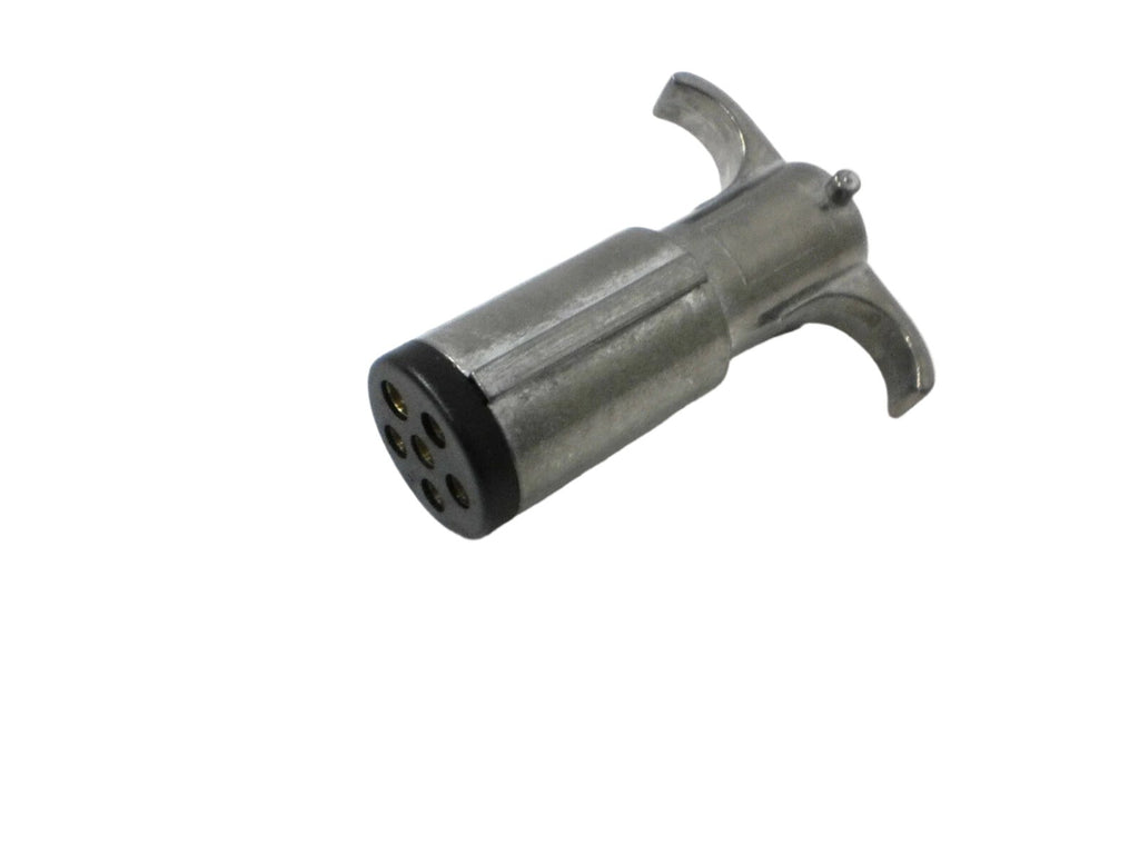 6 Way Round Pin Trailer Plug Cord End Zinc Plated Horse (R6TD)