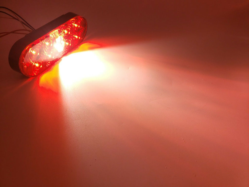 Two 6" Oval Red LED TecNiq Hybrid Reverse Lights RV Camper Trailer (T70-RW0T-KITX2)