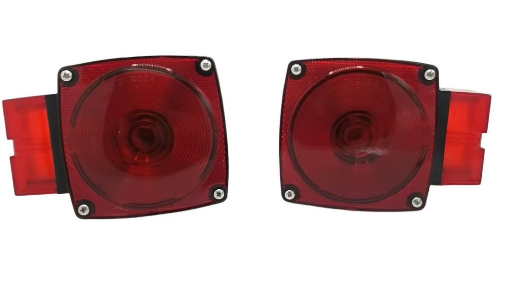 Pair Incandescent Box Light Over 80" Red Stop Turn Tail Boat RV Camper (J-2034 + J-2034-L)