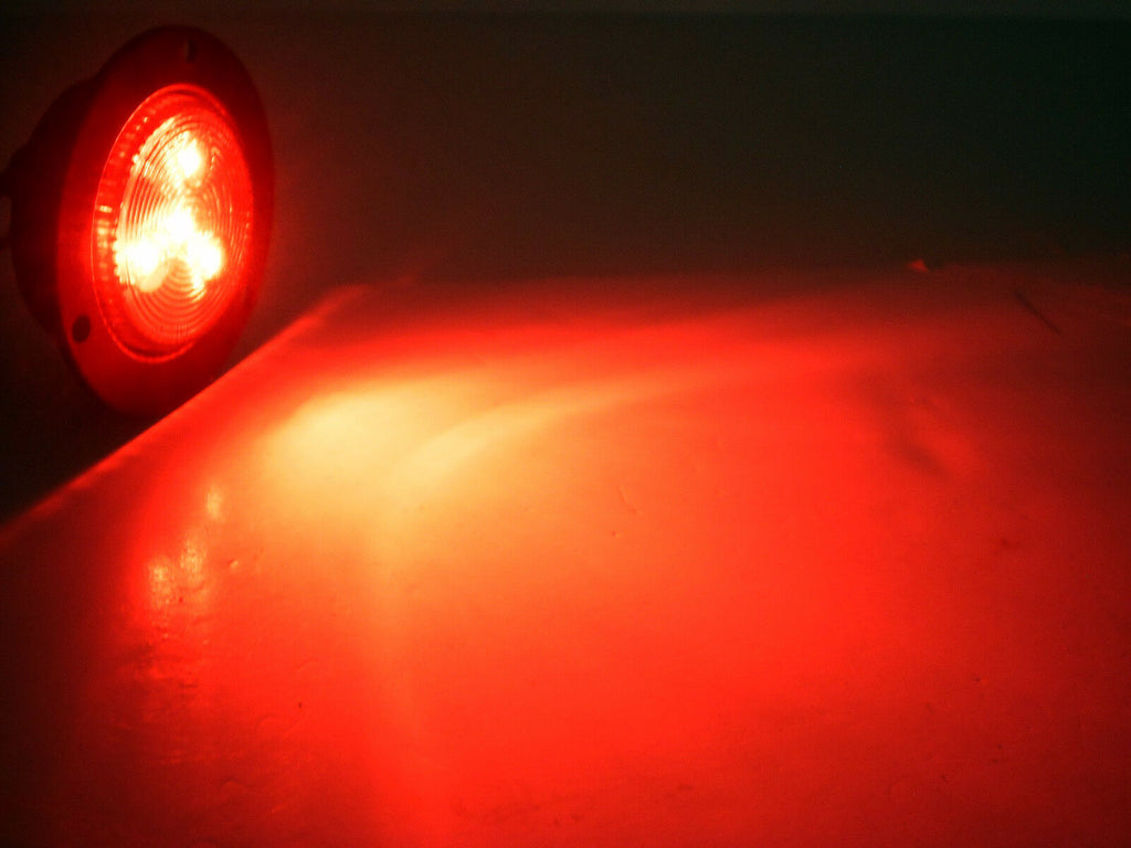 2" Red Round Sealed Clearance Marker Light 4 LED Recessed Flush Mount  (J-15-FFRK)