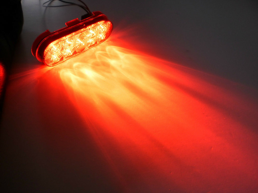 Maxxima 6" Oval Red Clear LED Stop Turn Tail Light Truck Trailer RV  (M63322RCL-KIT)