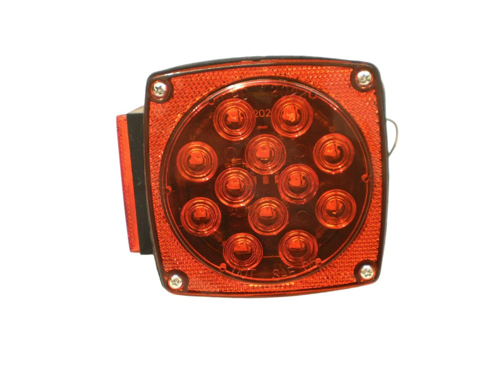 PAIR Boat Trailer LED Box Red Brake Stop Turn Tail Camper Under 80 w/ Wire Leads (J-24245 + J-24245L)