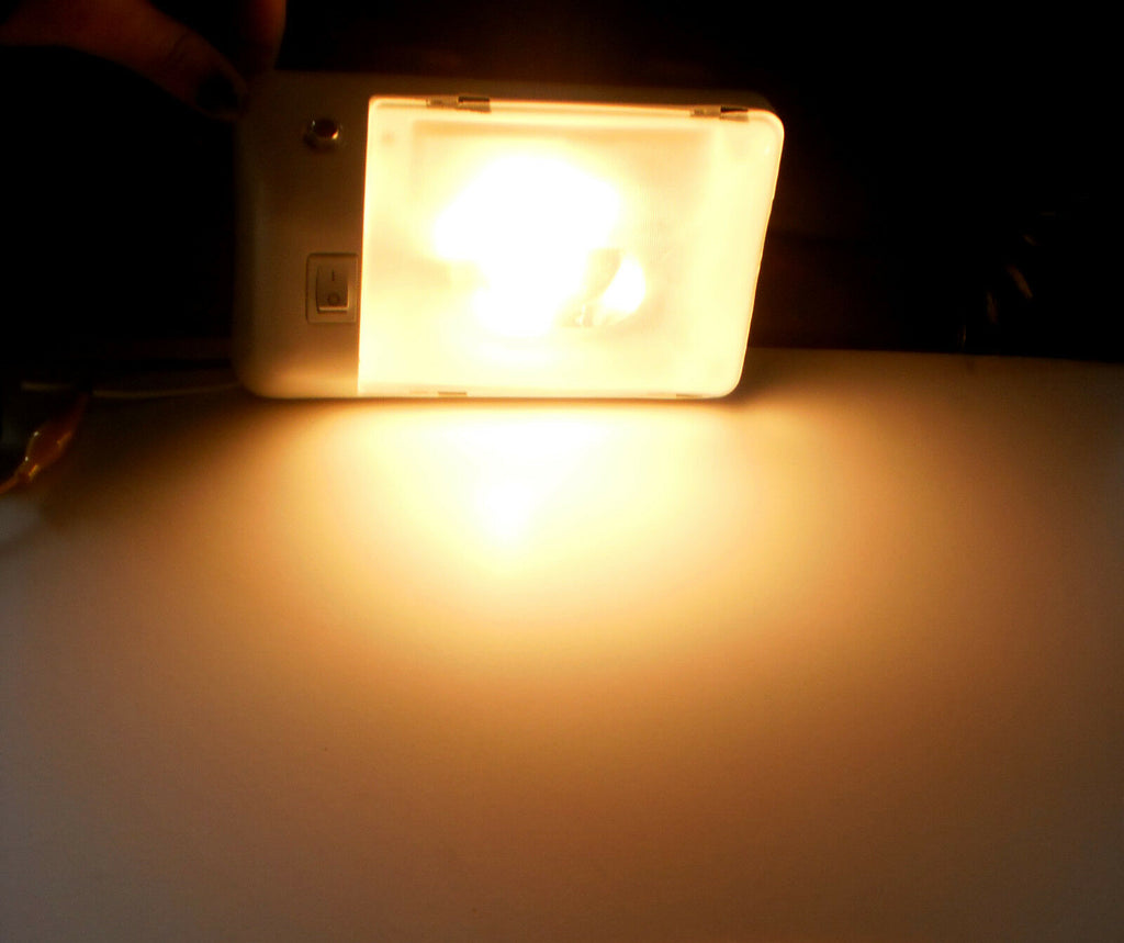 White Interior Dome Light Camper RV Trailer Incandescent with 12V Receptacle  (D-23)