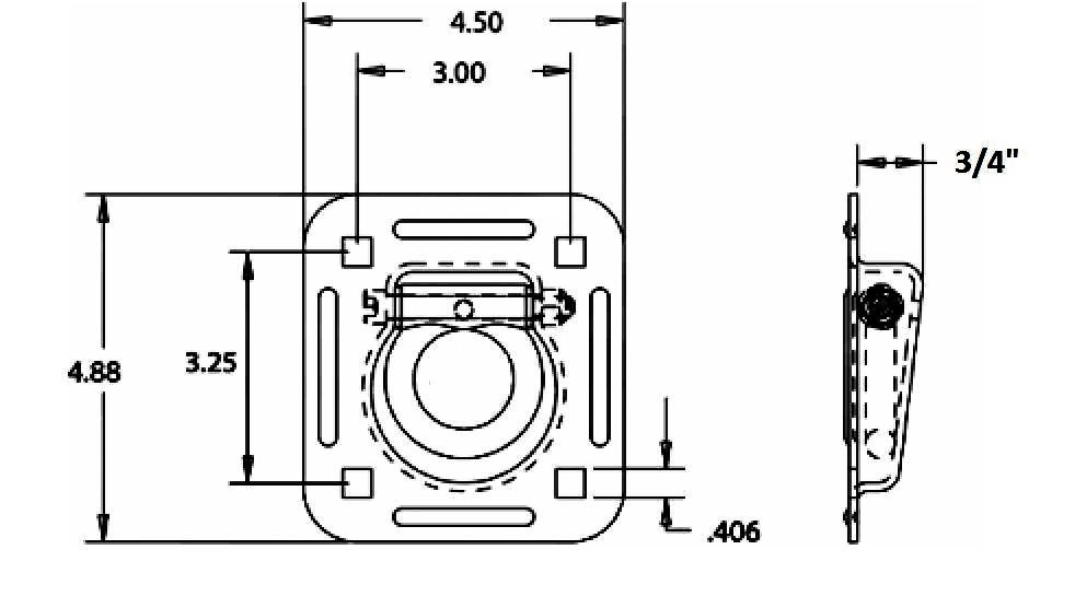 1/2" Thick Recessed 5000# D Ring Zinc Plated 4 Bolt Car Trailer Truck (RR05)
