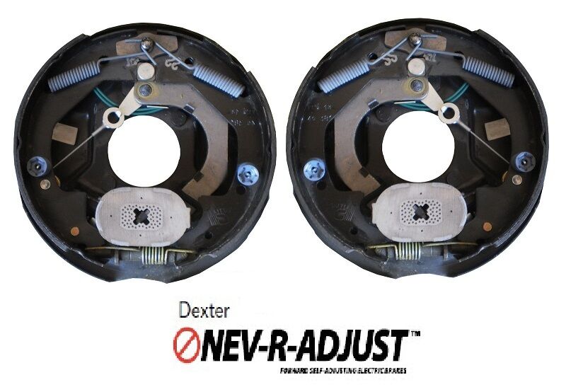 Pair 10" Dexter 3500 Nev-R-Adjust Electric Trailer Brake Never Adjust Pair Self (23-468 + 23-469)