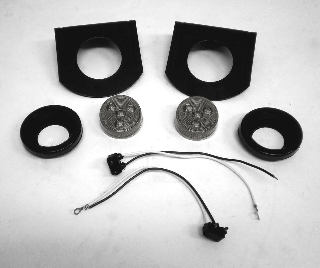 Two 2" Round Amber Clear LED Trailer RV Marker Clearance Light with Bracket (J-15-AKC + J-10-BRK-LOTOF2)