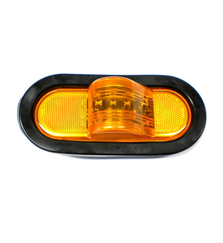 TWO - 6" Amber LED Mid Ship Lights Multi Function Park Turn Trailer Truck Semi (J-64-AK-LOTOF2)