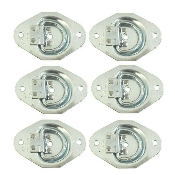 6 - Recessed D Ring tie Down rings 1200# Rated Trailer ATV Snowmobile Lawn Mower (RR01-LOTOF6)