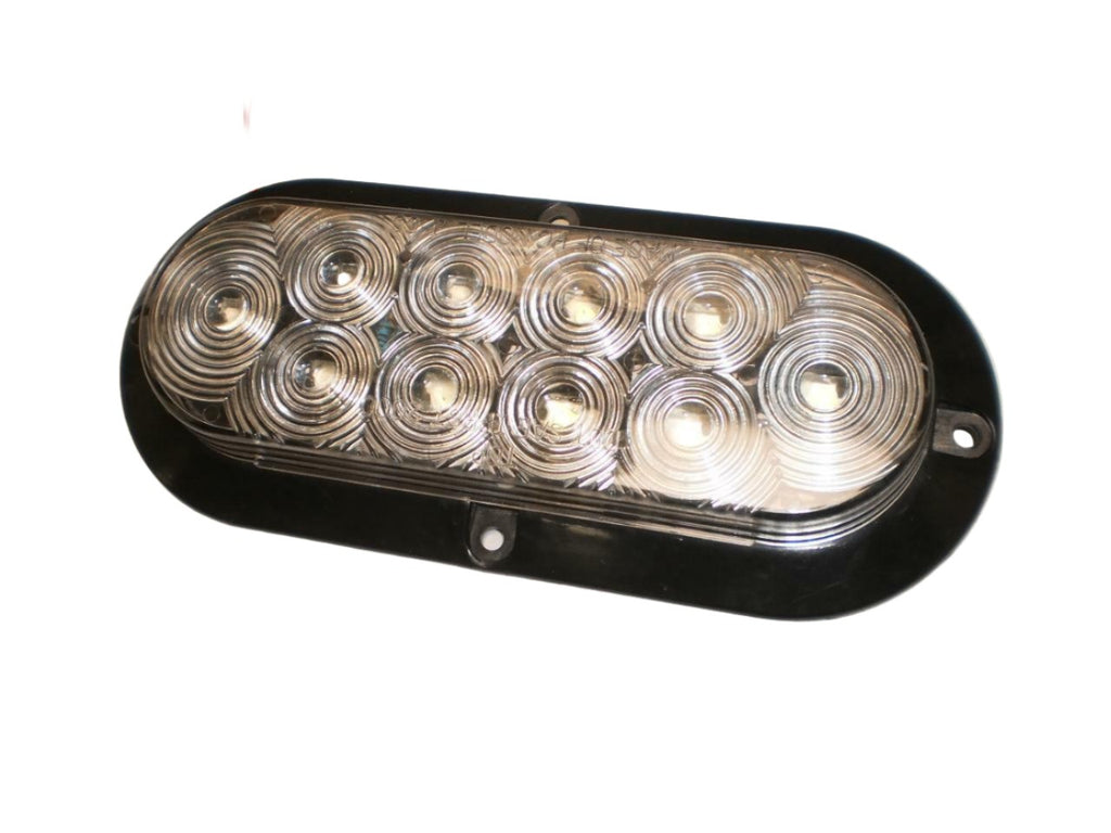 24 of the 6" Oval LED Clear White Back Up Light Surface Mount Jeep Truck Trailer (J-66-FC-LOTOF24)