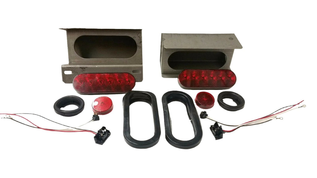 6" Oval Red LED Trailer Stop Turn Tail Light Box Kit – Steel Housing w/ License Plate Holder (LBK6-LIC-R)
