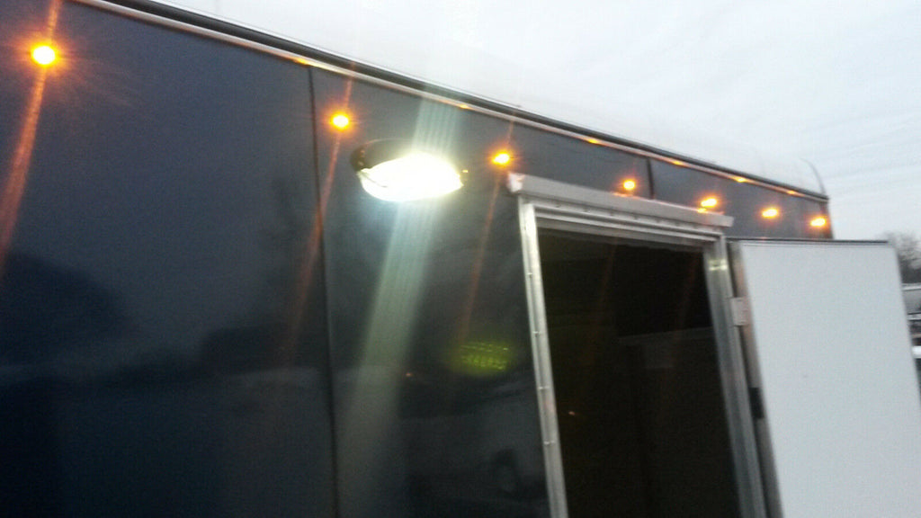 Kaper II Euro Style RV Porch LED Light White 18 Diode Surface Mount Black Base (L17-0004B)