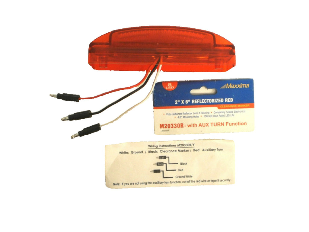 2" x 6" Maxxima Red 8 LED Combination Aux Brake Tail Marker Light Truck Trailer (M20330R)